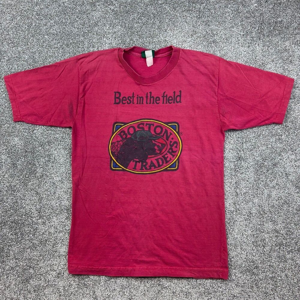 Vintage Boston Traders Shirt Mens Large Faded Red Dog Outdoors Outfitter Nature‎